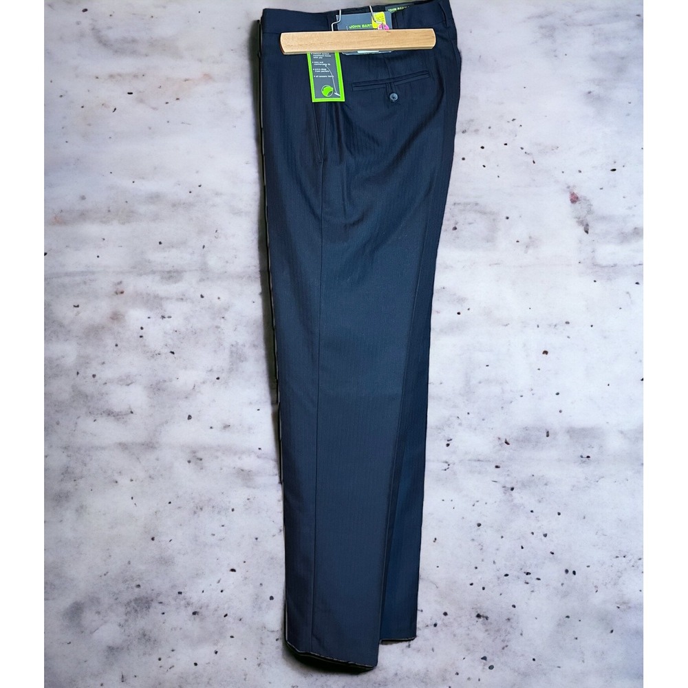 John Bartlett Men's Classic Fit  Blue Dress Pants Sz 32 X 32 Lt Herringbone Work